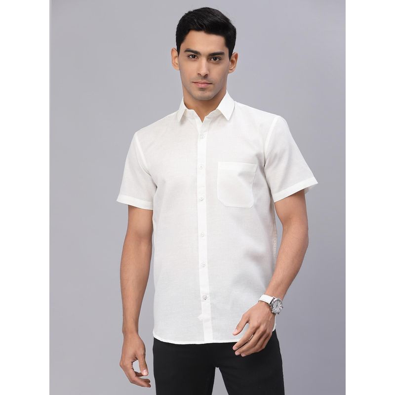 NEUDIS Men White Half Sleeves Casual Shirt (36)