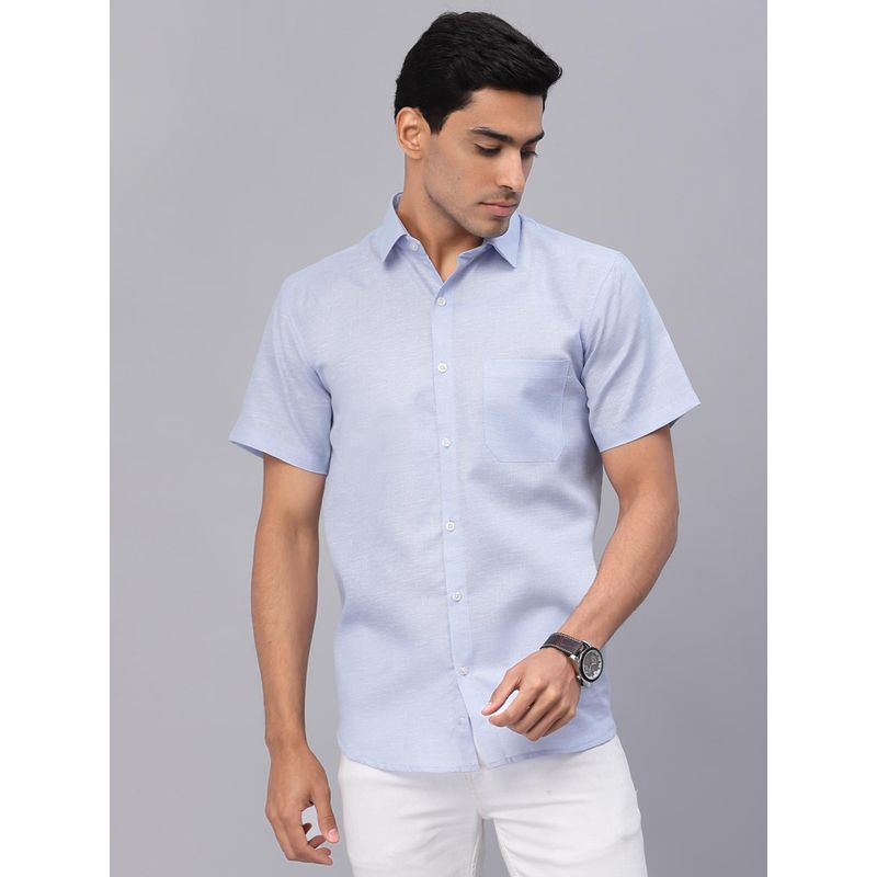 NEUDIS Men Sky Blue Half Sleeves Casual Shirt (36)