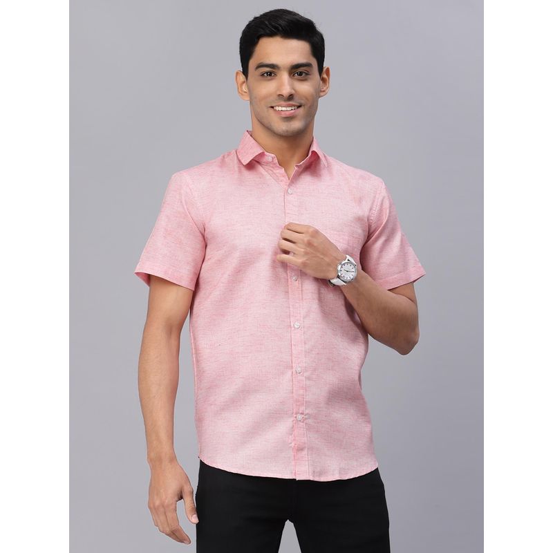 NEUDIS Men Pink Half Sleeves Casual Shirt (36)