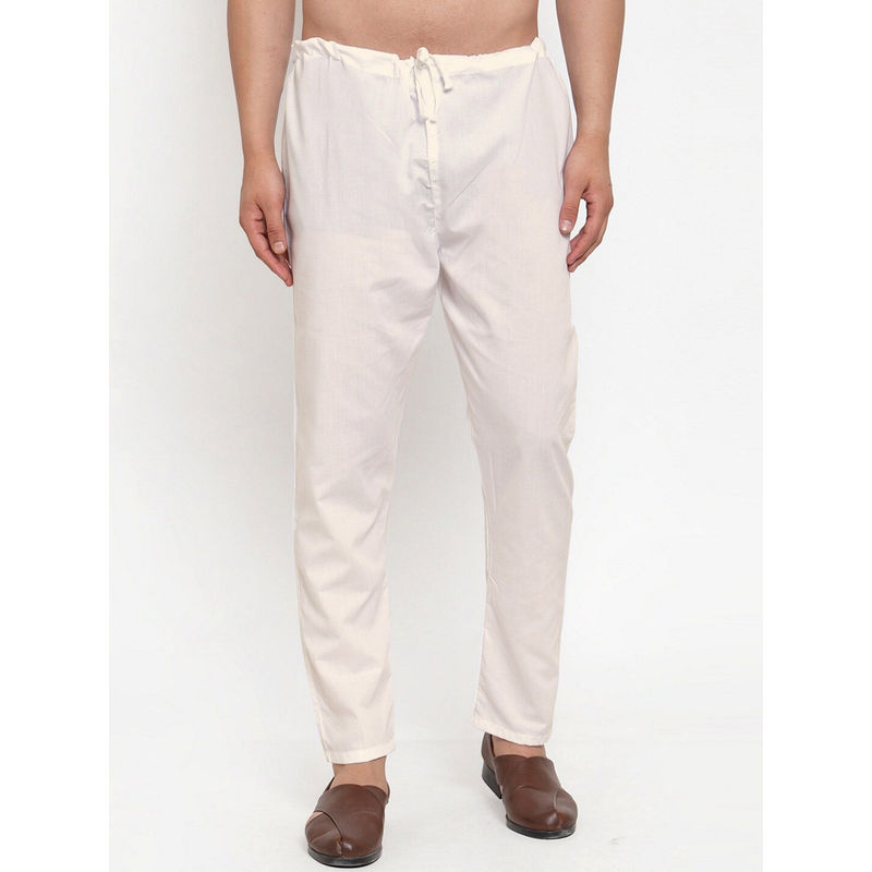 Sanwara Men's Solid Off White Colour Cotton Payjamas (2XL)