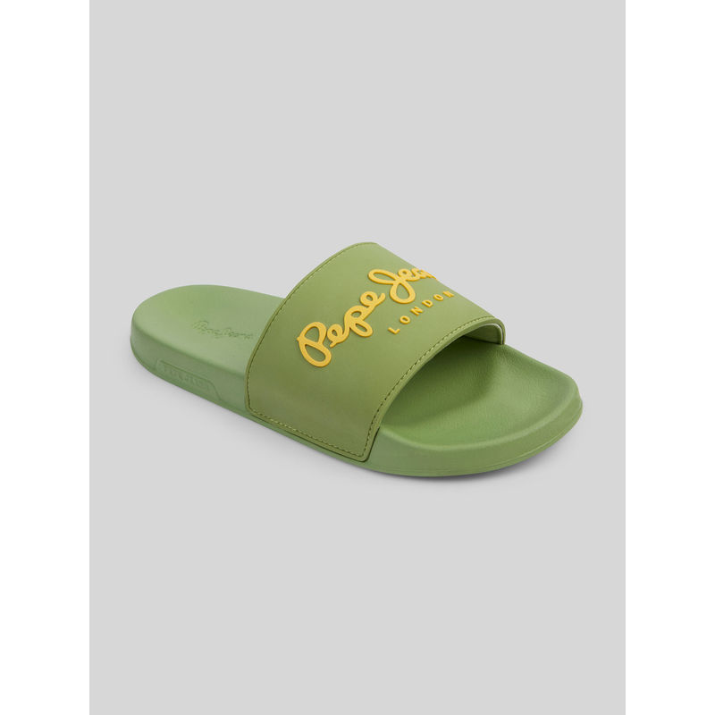 Pepe Jeans Green Lightweight Beach Sliders with Logo Print (EURO 42)