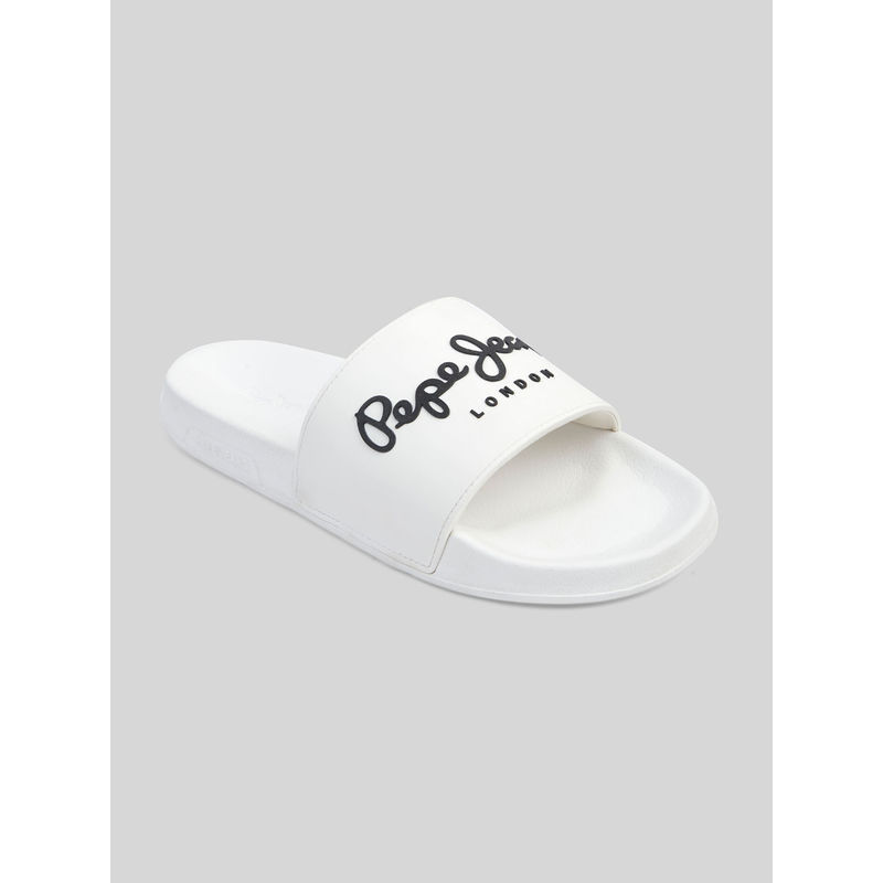 Pepe Jeans White Lightweight Beach Sliders with Logo Print (EURO 41)