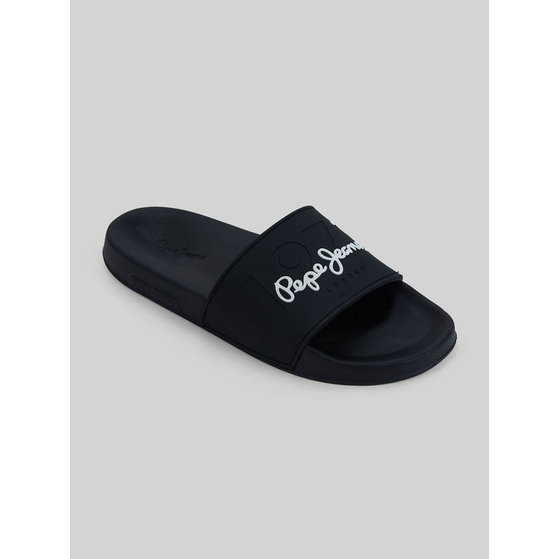 Pepe Jeans Black Lightweight Beach Sliders with Embossed Logo Print (EURO 42)