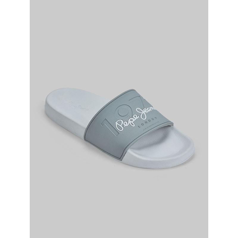 Pepe Jeans Grey Lightweight Beach Sliders with Embossed Logo Print (EURO 42)
