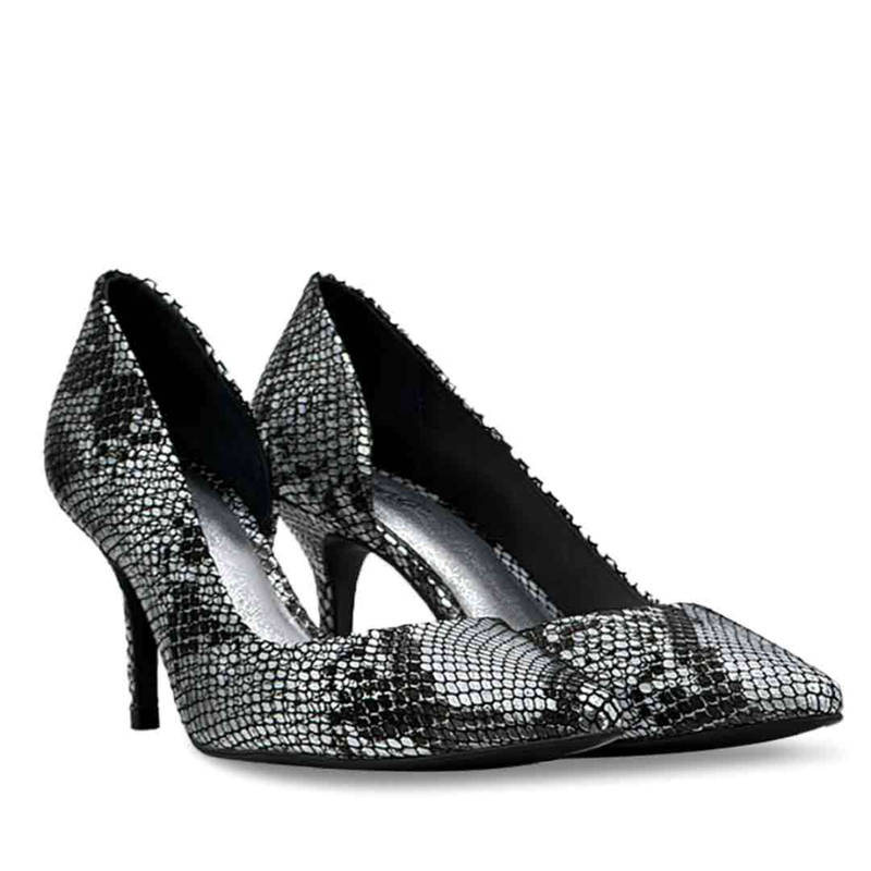 Saint G Layla Silver Black Snake Print Leather Pumps (EURO 37)