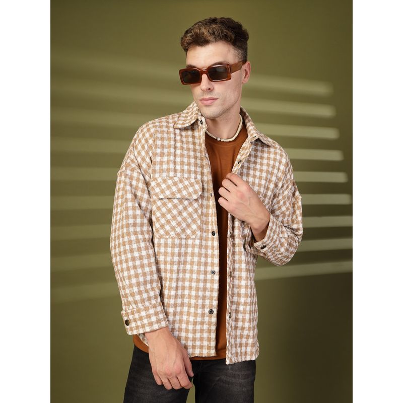 CHKOKKO Beige Dlanxa Men Shacket (3XL)