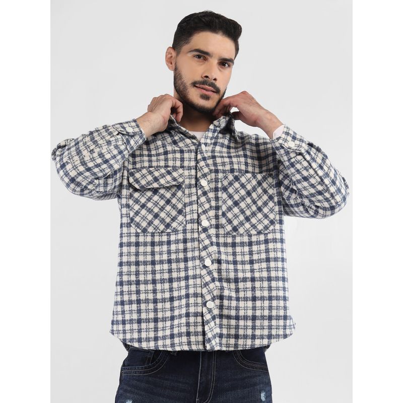 CHKOKKO Blue Dlanxa Men Shacket (2XL)