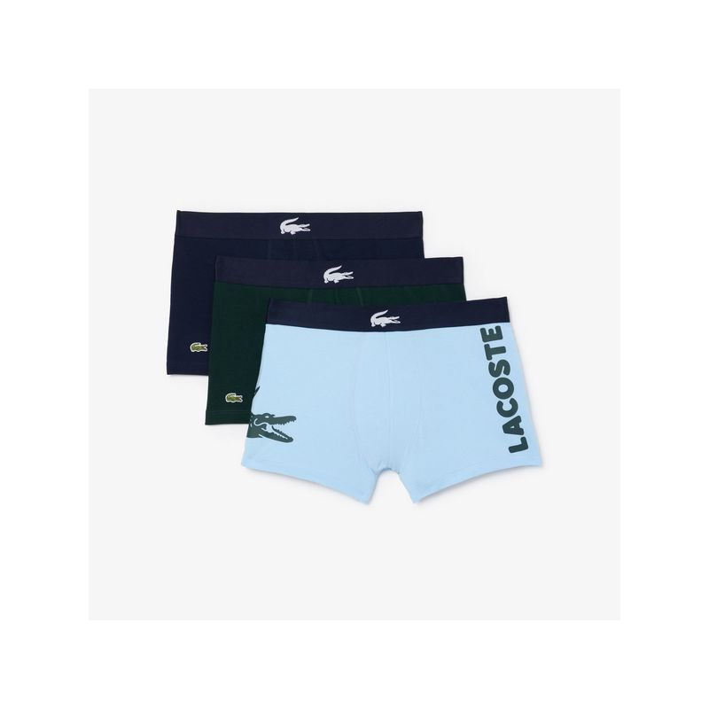 Lacoste Men' Multi-Color Cotton Blend Plain Trunks (Pack of 3) (L)