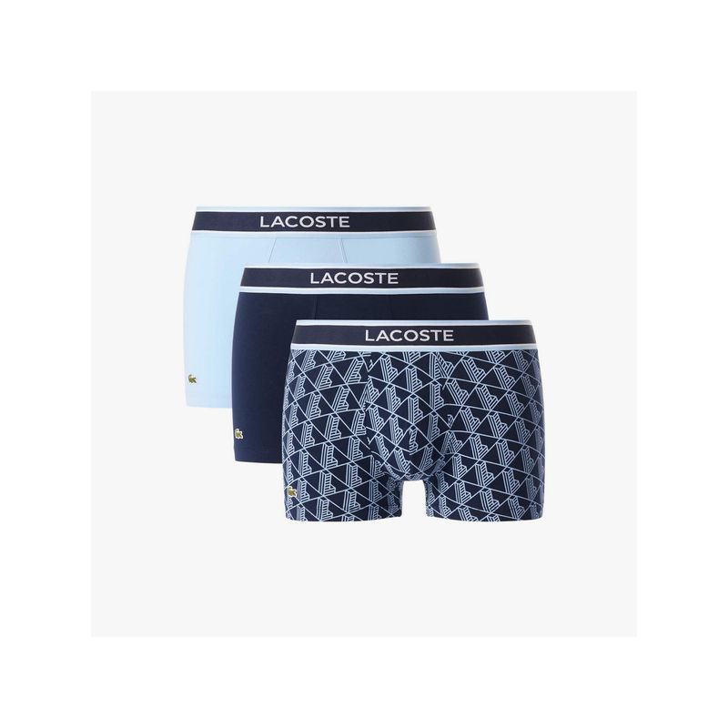 Lacoste Men Blue Cotton Blend Printed Trunks (Pack of 3) (M)