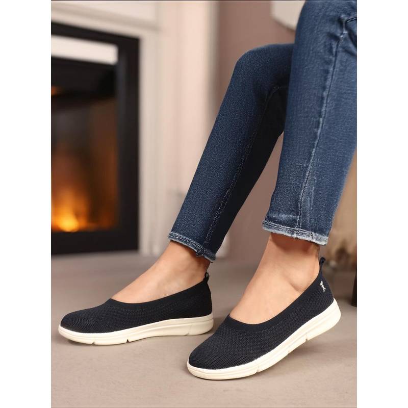 Carlton London Womens Slip-On Blue Woven Design Ballerinas (EURO 36)