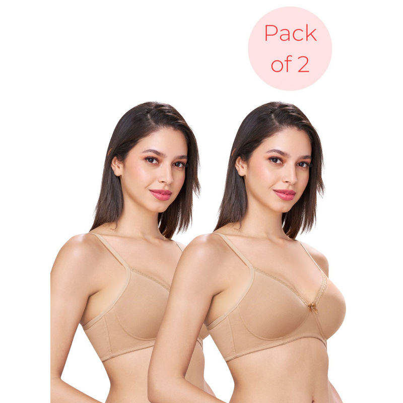 bodyline Beth Beige Seamless Wire-Free Padded T-Shirt Bra (Pack of 2) (32B)