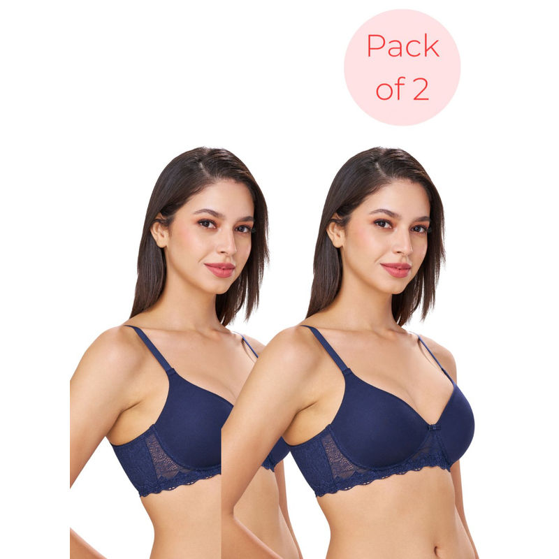 bodyline Bambi Royal Blue Seamless U-Back Wire Free Padded T-Shirt (Pack of 2) (32B)
