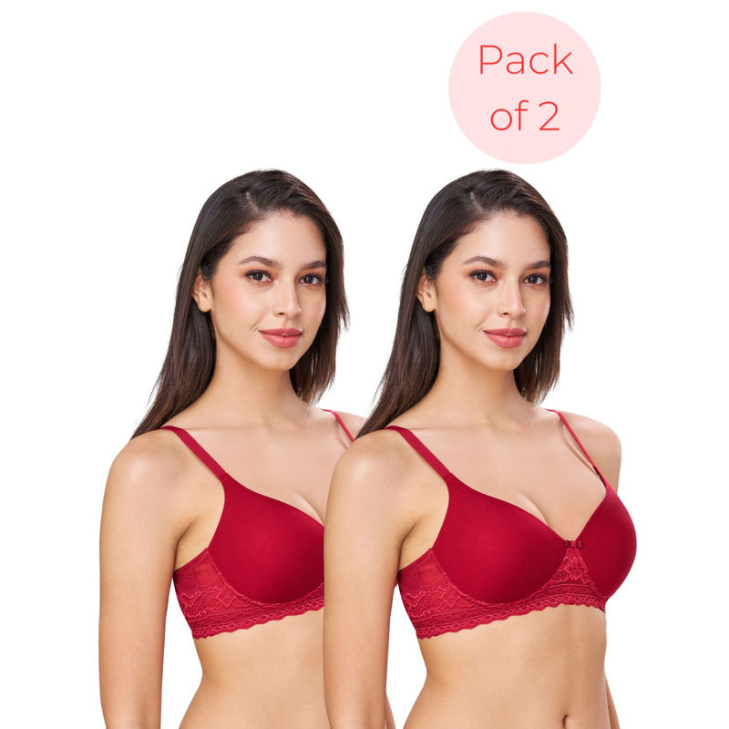 bodyline Bambi Sangria Seamless U-Back Wire Free Padded T-Shirt (Pack of 2) (32B)