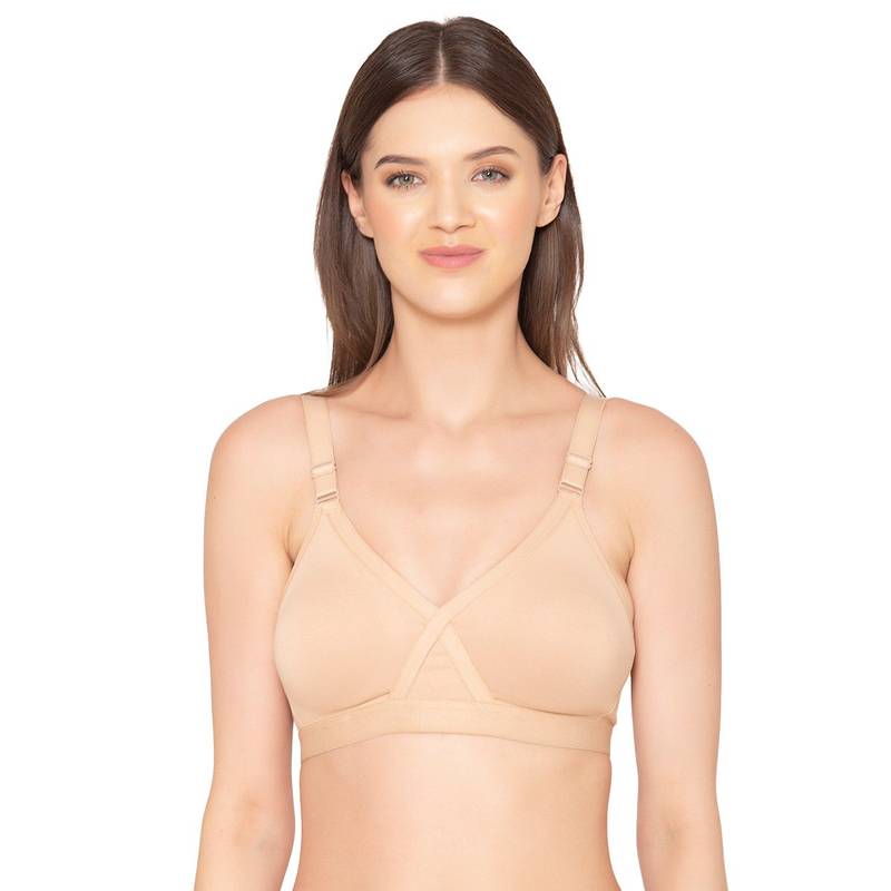 Groversons Paris Beauty Women's Cotton Non-Padded Wireless Super Lift Full Coverage Bra - Nude (40D)