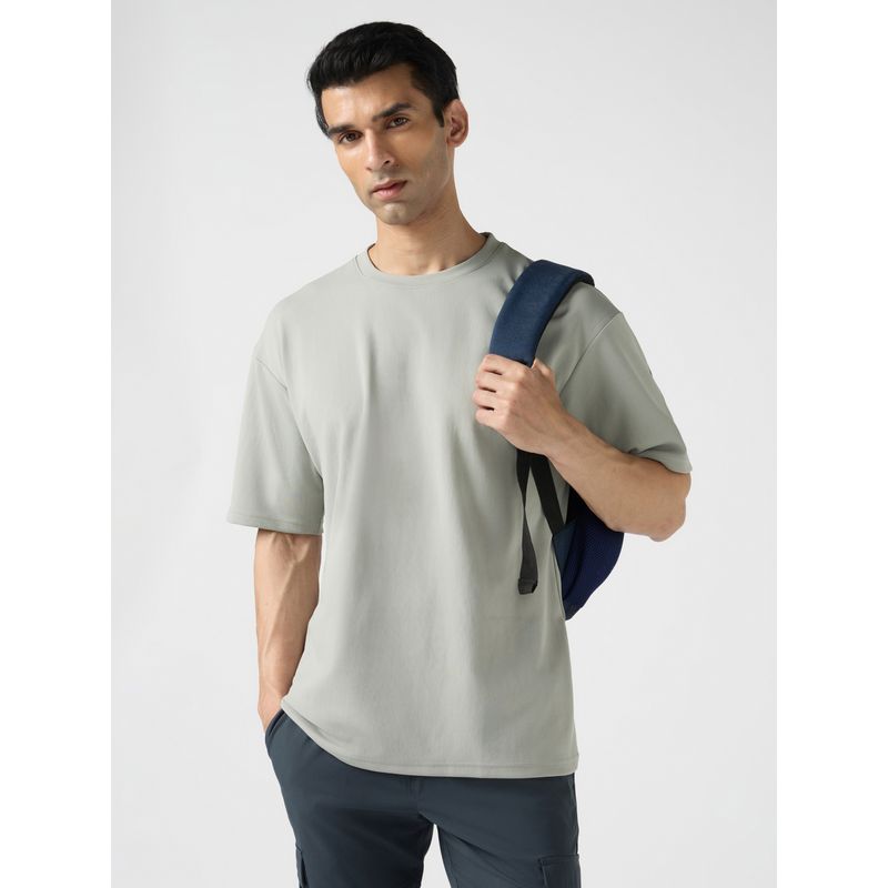 Technosport Grey Men Round Neck Drop Shoulder T-Shirt (M)