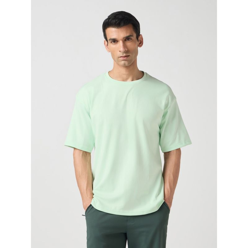 Technosport Green Men Round Neck Drop Shoulder T-Shirt (S)