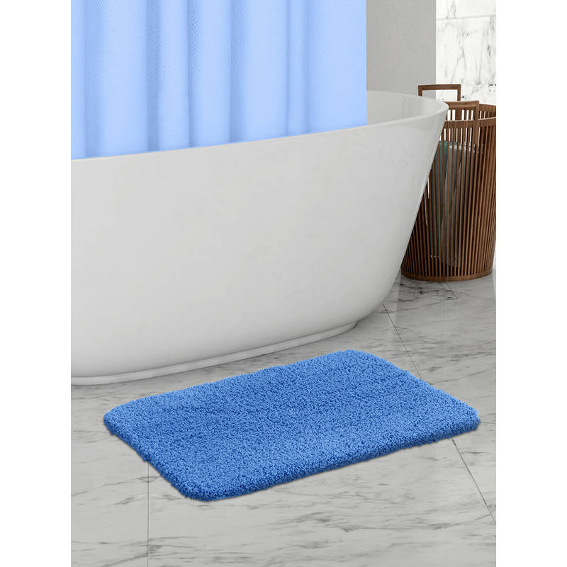 OBSESSIONS Blue Super Absorbent Anti Skid Bath Mat (M)