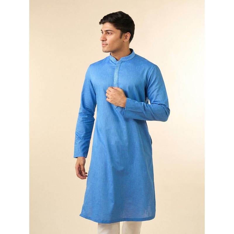 Diwas by Manyavar Men Mid Blue Dazzling Kurta (3XL)