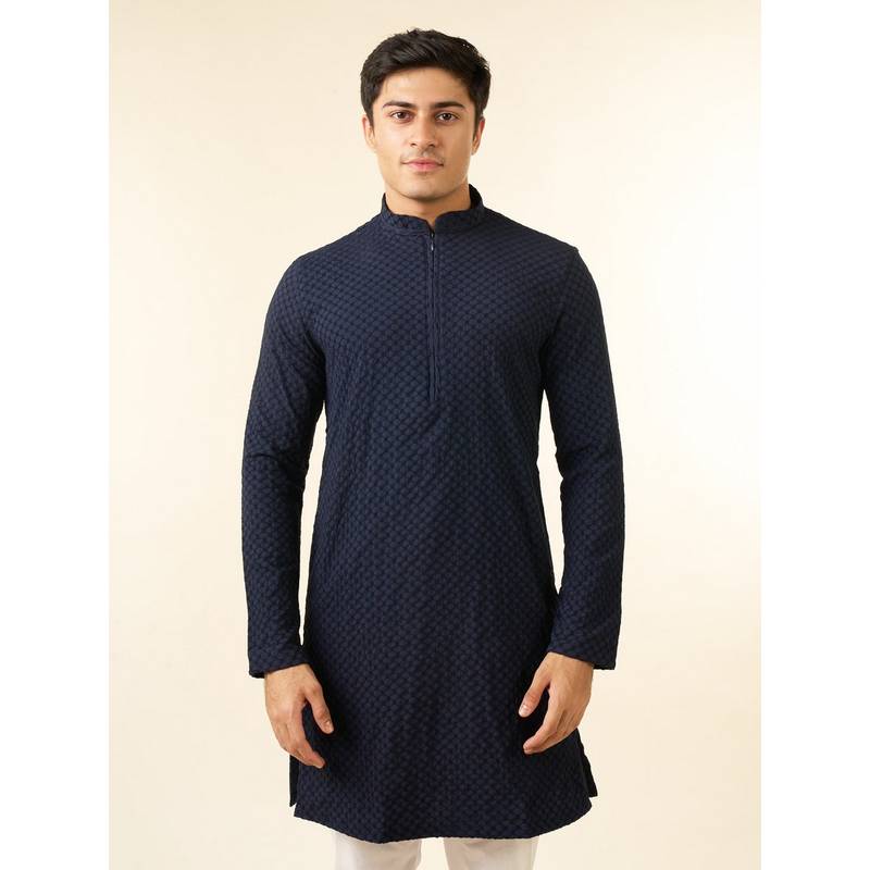 Diwas by Manyavar Men Vibrant Dark Blue Kurta (2XL)