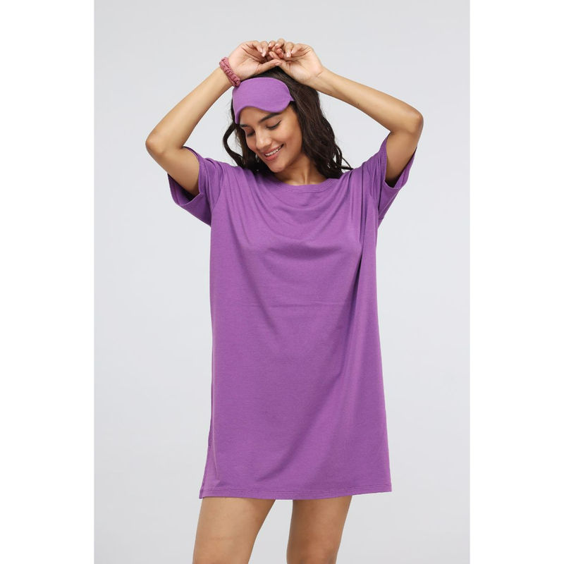 NeceSera Meadow Violet Modal Supima T Shirt Dress (S)