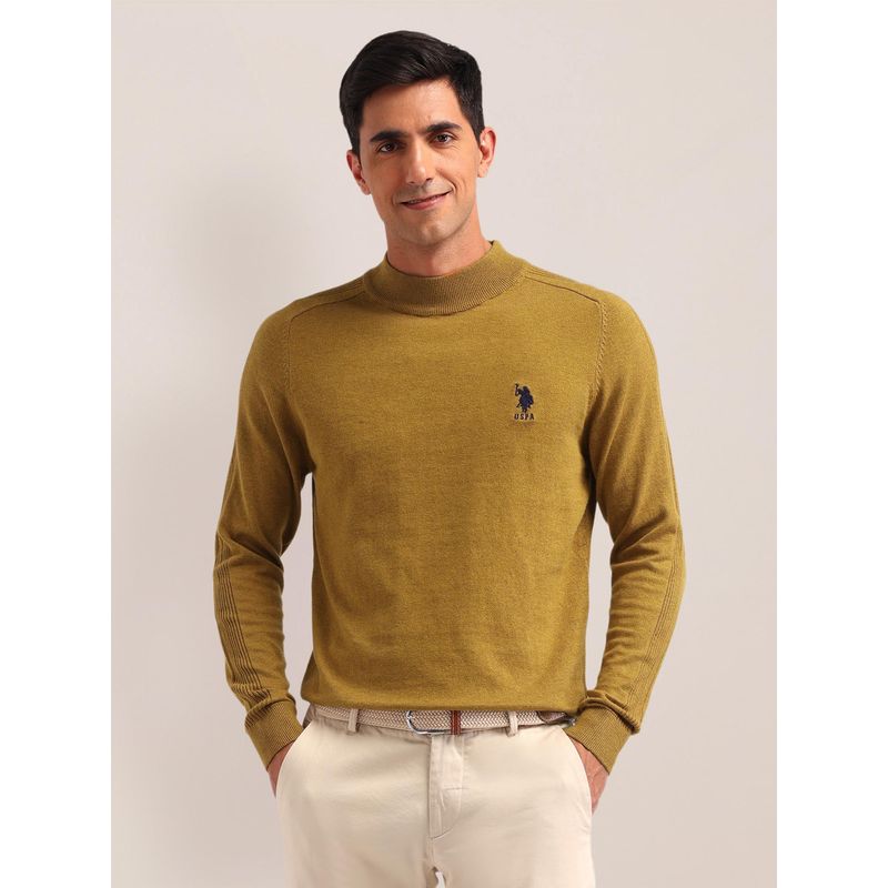 U.S. POLO ASSN. Mustard Full Sleeves High Neck Sweater (2XL)