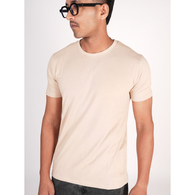 Monkstory Bamboo Cotton Crew Beige T-Shirt (S)