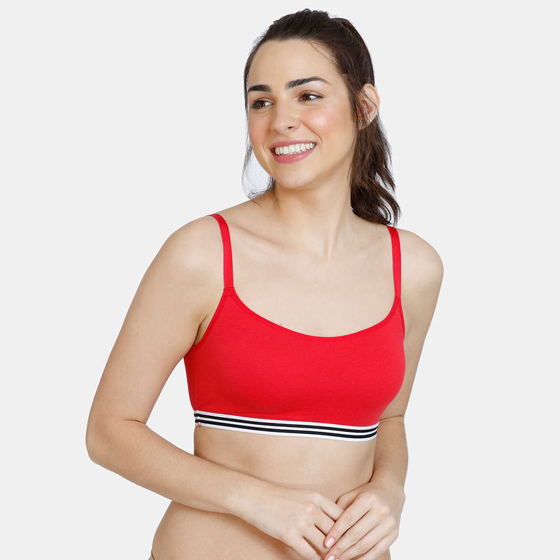 Zivame Serenade Spring Lush Double Layered Non Wired Full Coverage Bralette - Ski Patrol - Red (S)