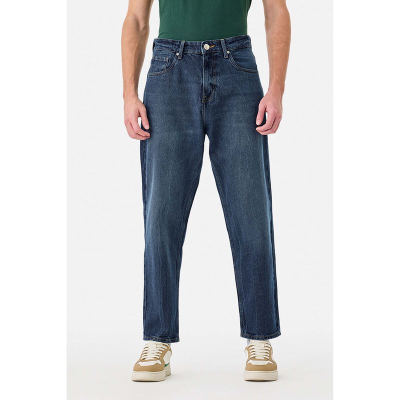 Snitch Dark Blue Washed Loose Jeans for Men (30)