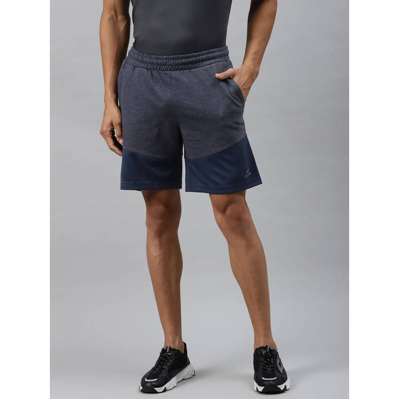 Alcis Men Navy Blue Solid Slim Fit Sports Shorts (M)