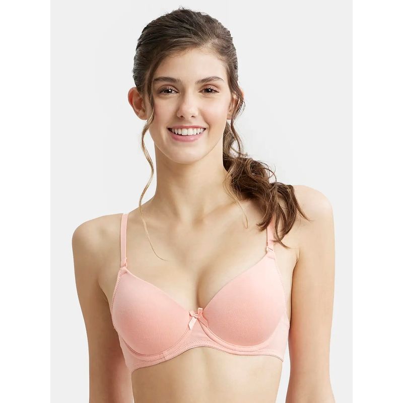 Jockey 1245 Wired Padded Cotton Elastane Medium Coverage T-Shirt Bra - Peach (34B)