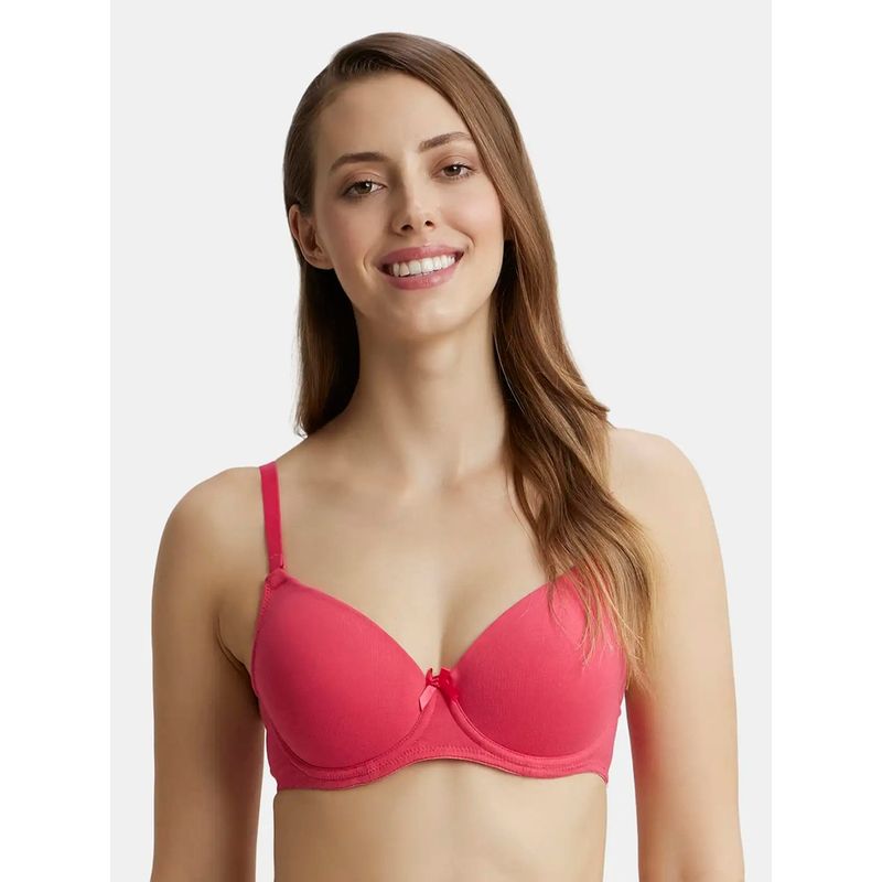 Jockey 1245 Wired Padded Cotton Elastane Medium Coverage T-Shirt Bra - Ruby (36C)