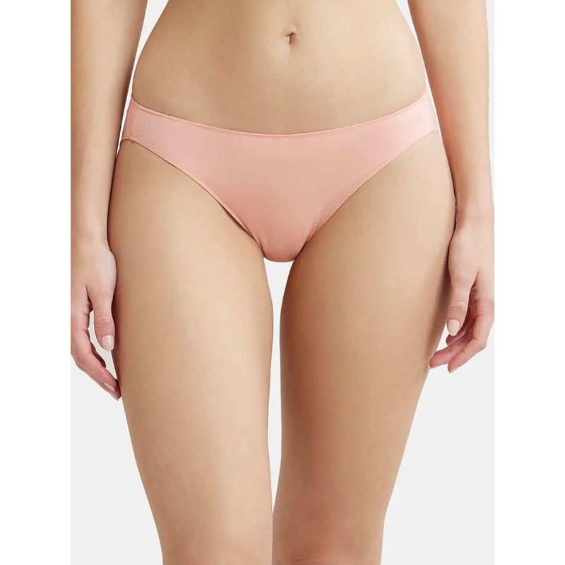 Jockey 1803 Womens Medium Coverage Micro Modal Elastane Mid Waist Bikini- Pink (L)