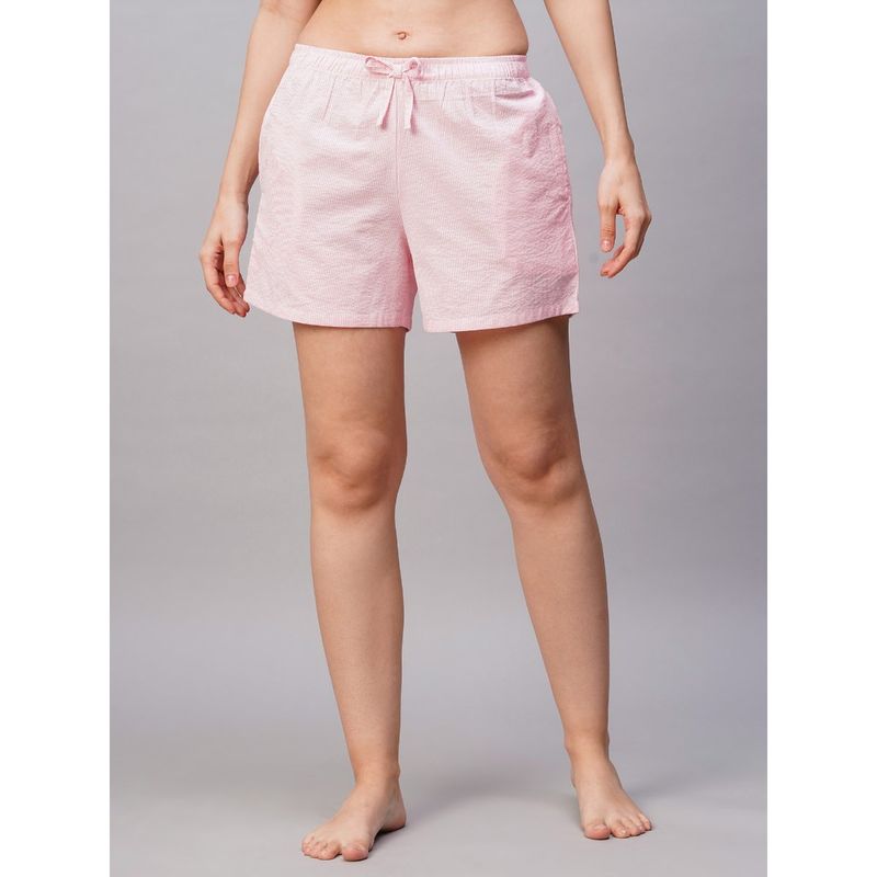 Drape In Vogue Women Pink White Checks Shorts (2XL)