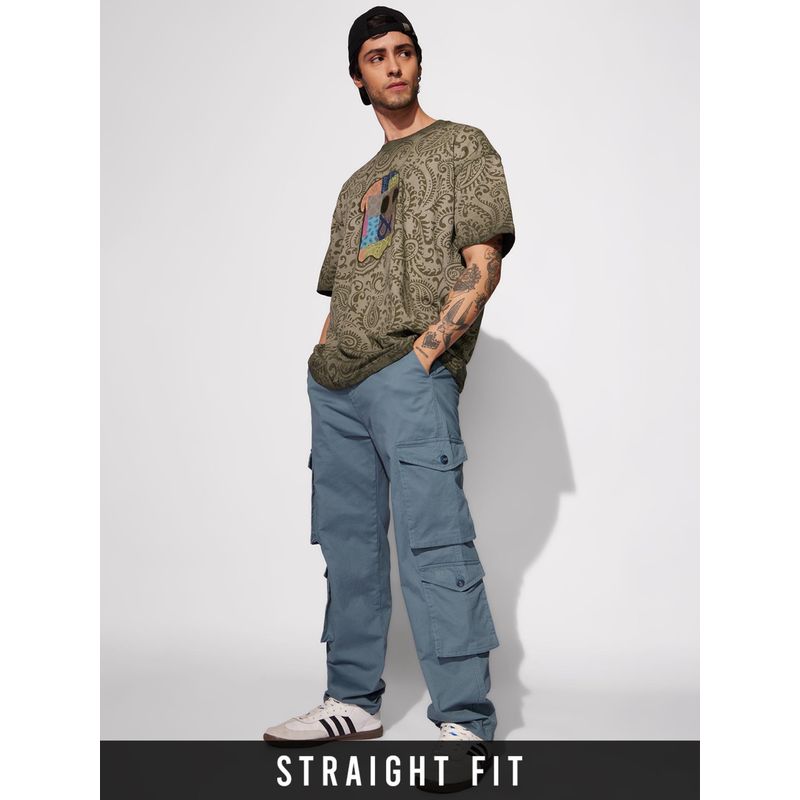 The Souled Store Solids: Steel Blue Men Cargo Pant (2XL)