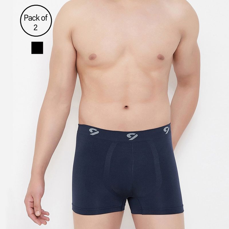 C9 Airwear Mens Trunks Black and Navy Blue (Set of 2) (S)