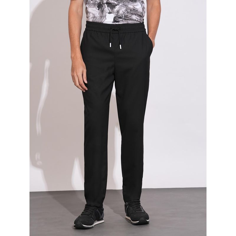 Being Human Black Cropped Fit Trackpant for Men (32)