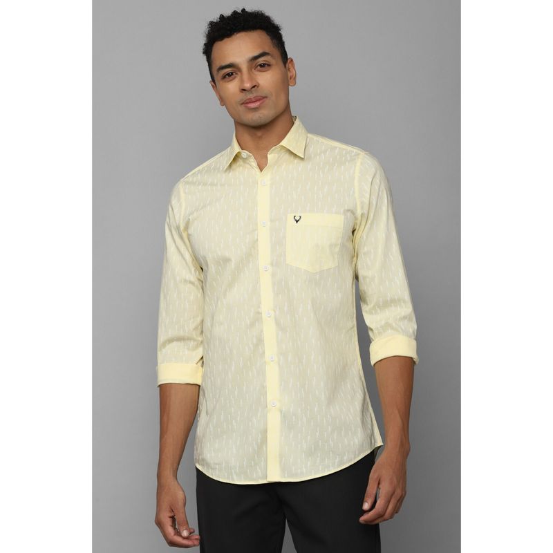 Allen Solly Men Yellow Slim Fit Printed Full Sleeves Casual Shirts (38)