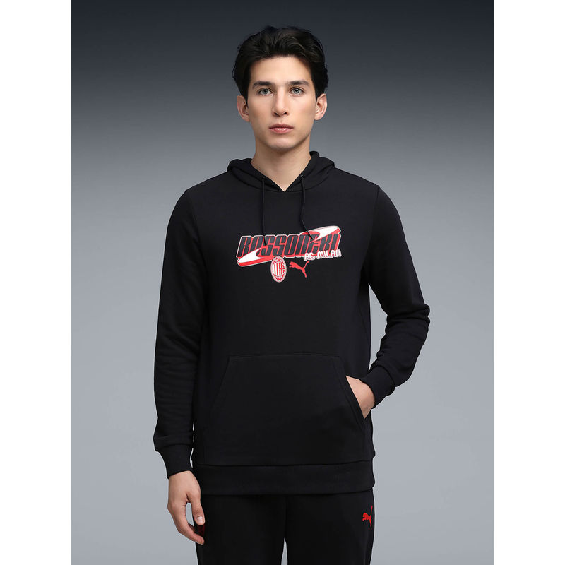 Puma Black Printed Regular Fit Hoodie (XS)