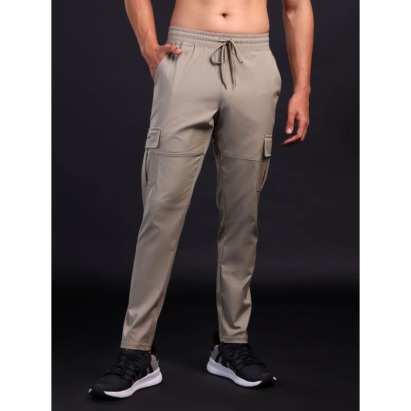 Technosport Khaki Solid Regular Fit Trackpant (L)