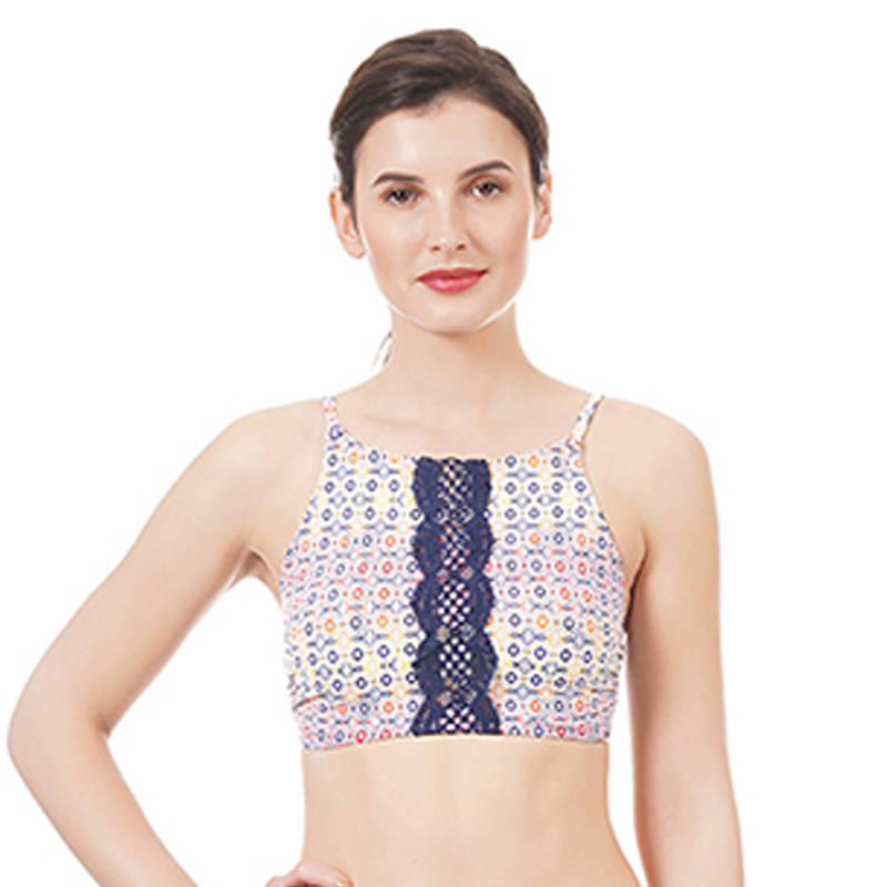 Amante Side Ruched Swim Crop Top - Multi-Color (S)