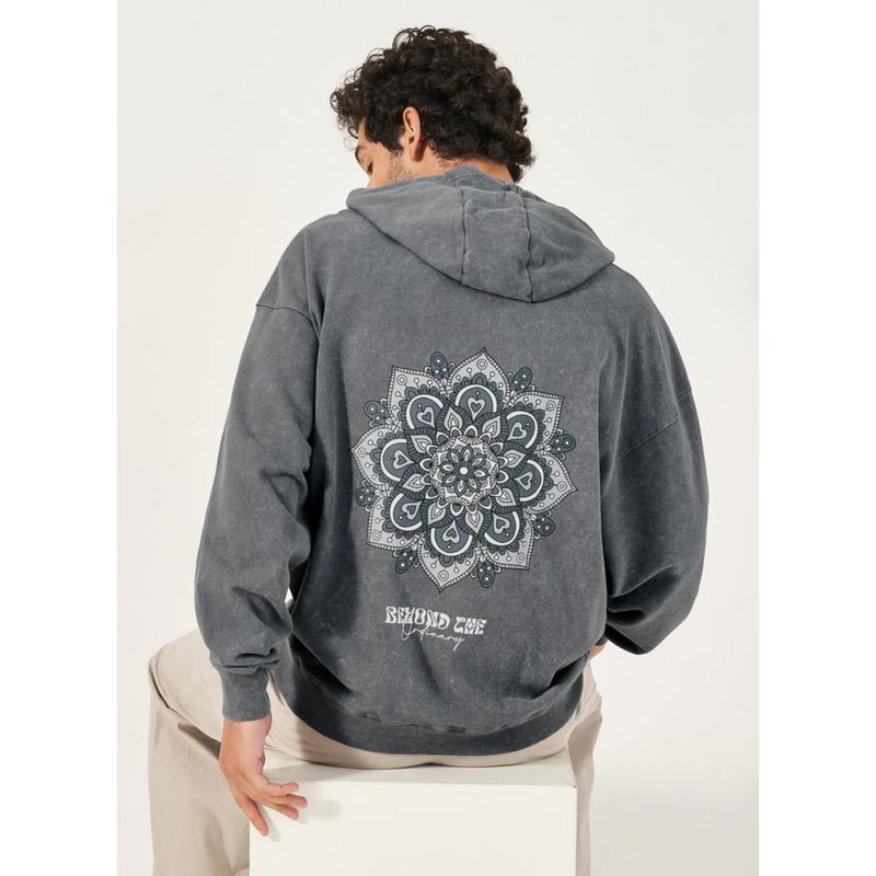 Styli Men Acid Wash Back and Front Printed Oversized Hoodie (2XL)