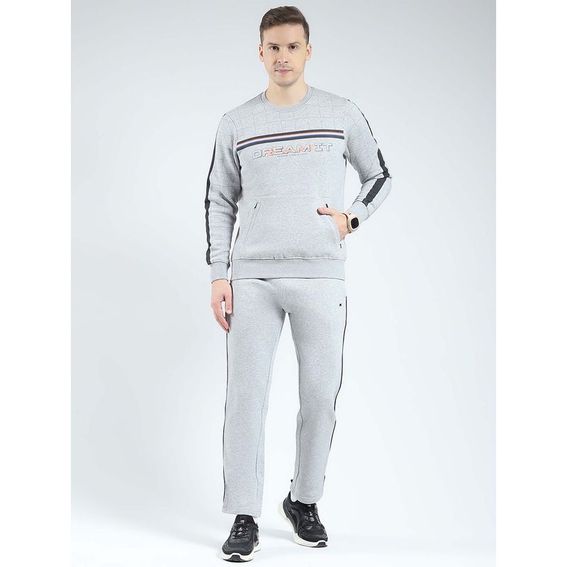 Monte Carlo Grey Solid Round Neck Running Tracksuit (Set of 2) (L)