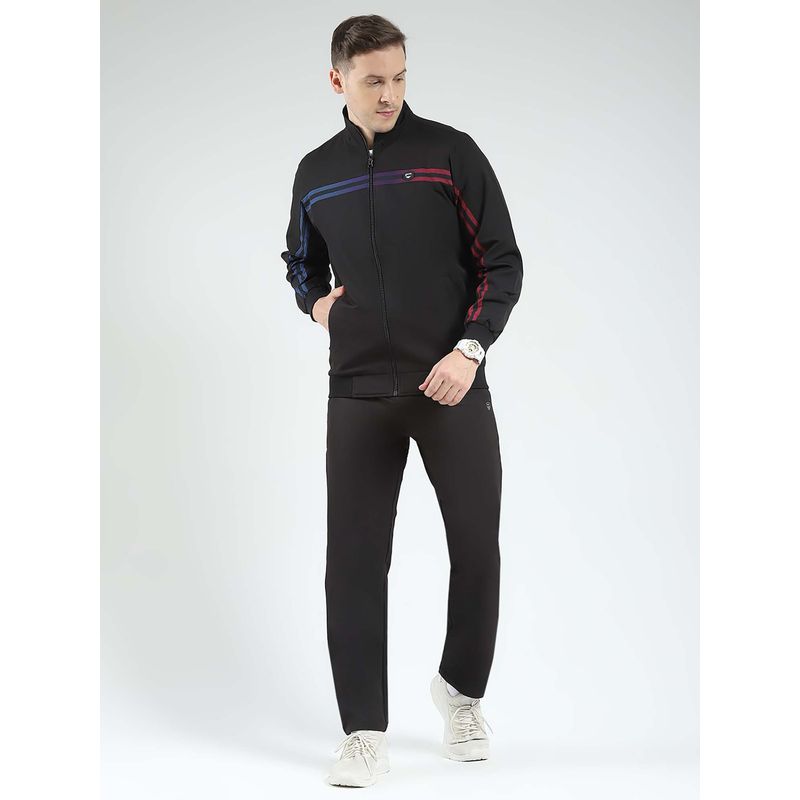 Monte Carlo Black Solid Mock Neck Running Tracksuit (Set of 2) (XL)