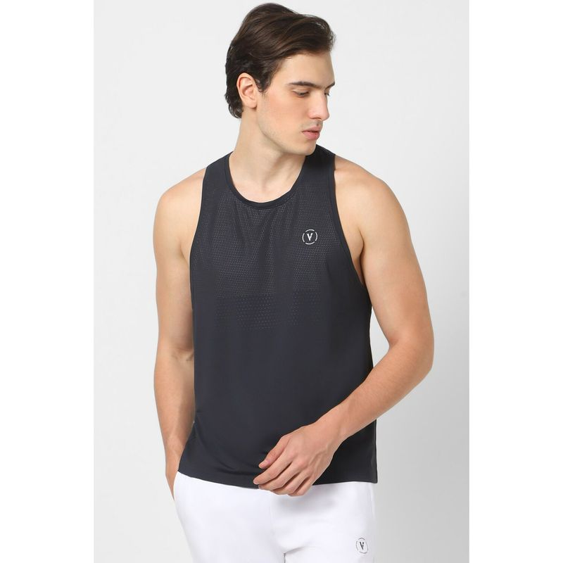 Van Heusen Men Grey Printed Crew Neck Tank Top (L)
