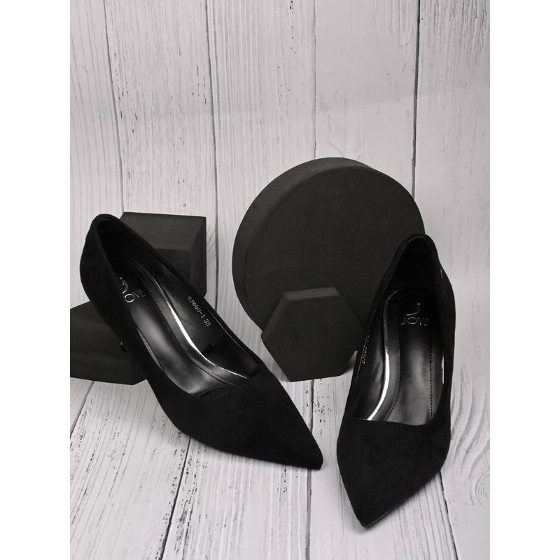 Jove Women Black Solid Pumps (EURO 39)