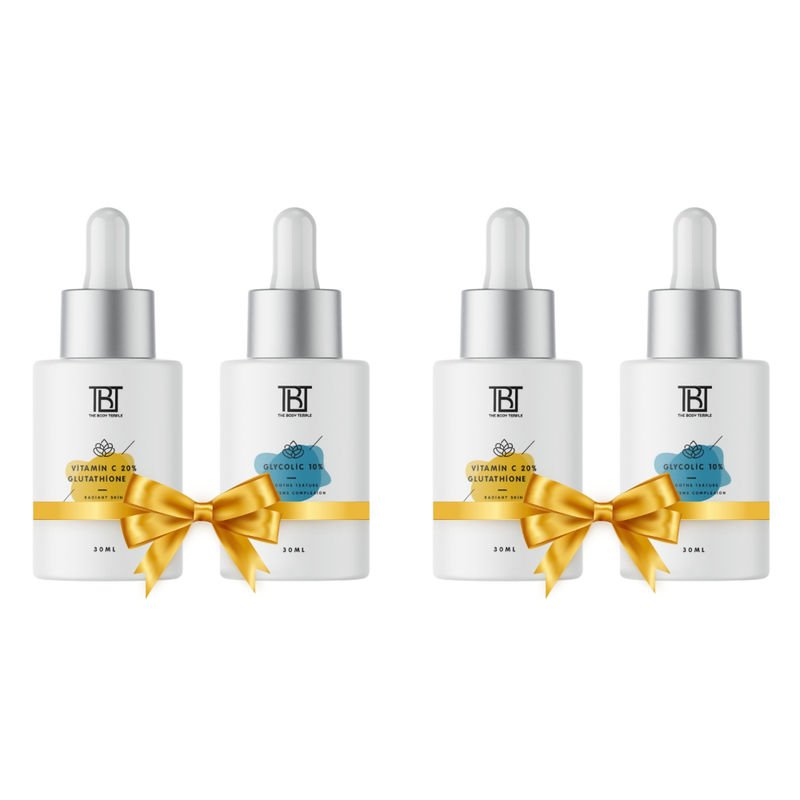 The Body Temple Vitamin C 20% + L-Glutathione 5% & Glycolic Acid 10% (30Ml Each - Pack Of 2)