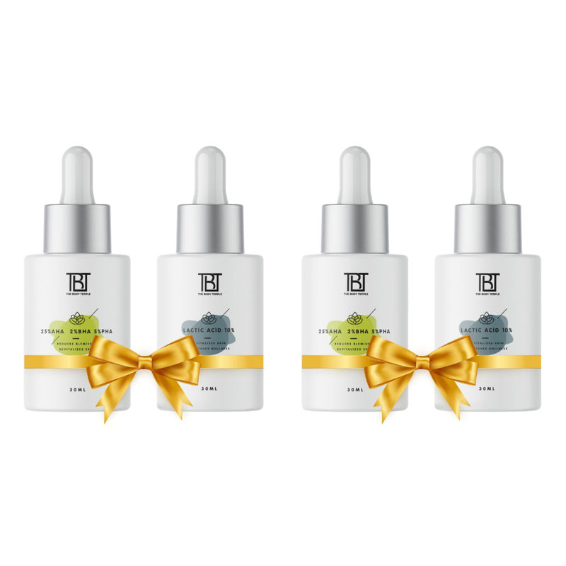 The Body Temple AHA 25% + BHA 2% + PHA 5% & Lactic Acid 10% (30Ml Each - Pack Of 2)
