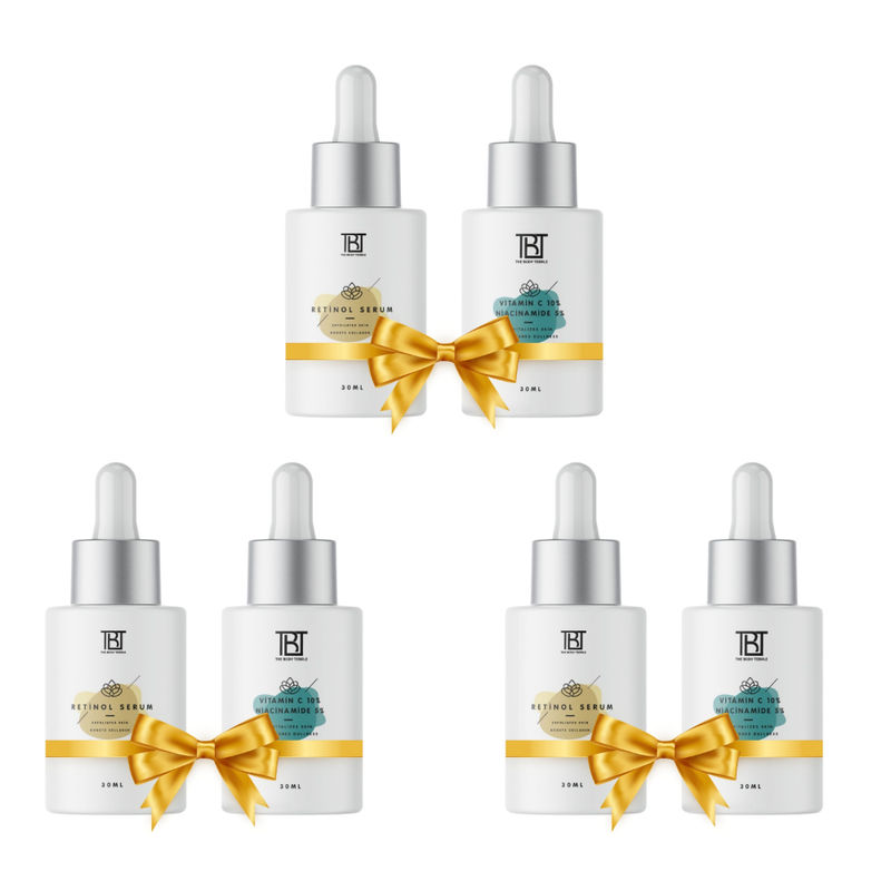 The Body Temple Retinol 0.3% & Vitamin C 10% + Niacinamide 5% (30Ml Each - Pack Of 3)