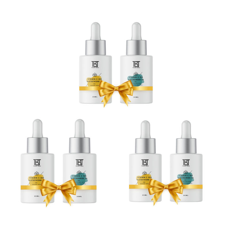 The Body Temple Vitamin C 20% +L-Glutathione 5% & Vitamin C 10%+Niacinamide 5%(30Ml Each Pack Of 3)