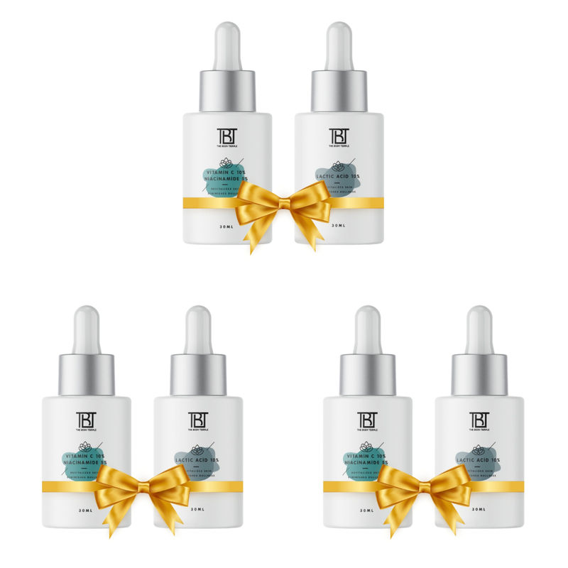 The Body Temple Vitamin C 10% & Niacinamide 5% + Lactic Acid 10% (30Ml Each - Pack Of 3)